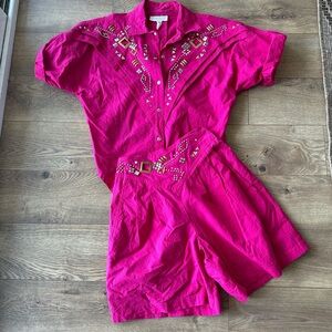 Rare! Vintage 80s/early 90s Glam Bedazzled Embellished Cache short set